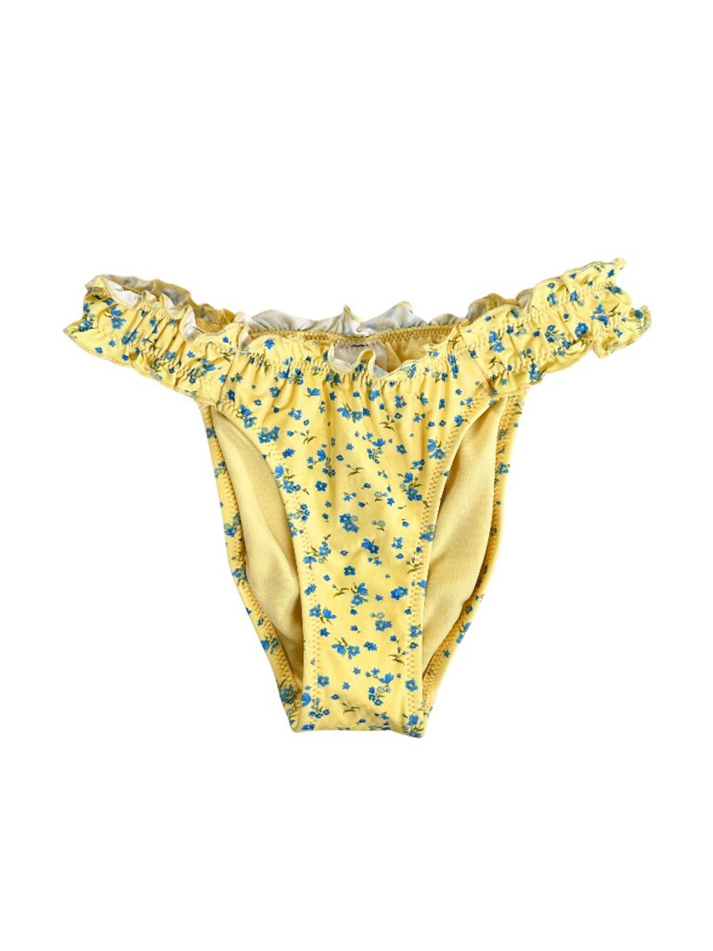 Wild Fable Yellow Floral Bikini Bottom XXS Ruffle Aesthetic High Leg - Picture 2 of 5